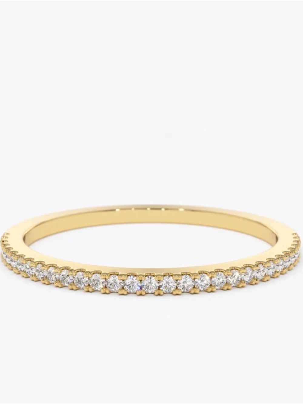 14k Gold Half Eternity Micro Pave Diamond Ring
